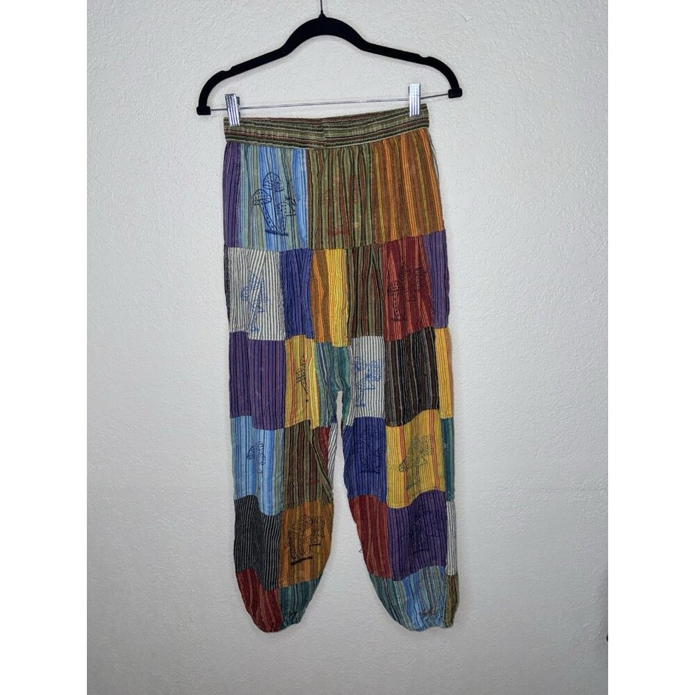 Rising International Patchwork Cotton Pants Medium Boho Hippie Mushroom R - Picture 6 of 10